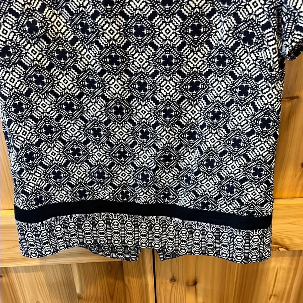 J. Crew Navy and White Geometric Blouse